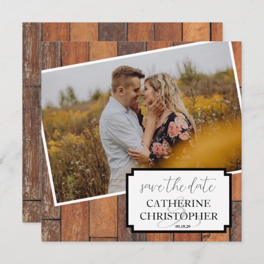 Rustic Vibes Foto Save The Date (Voorkant / Achterkant)