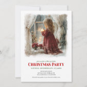 Rustic Victorian Little Girl Awaiting Santa Digita Kaart (Voorkant)