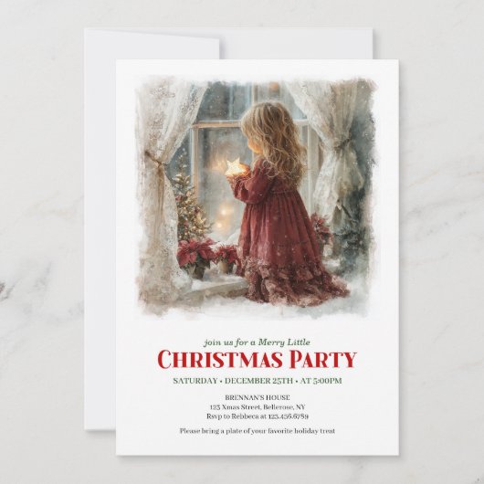 Rustic Victorian Little Girl Awaiting Santa Digita Kaart (Voorkant)