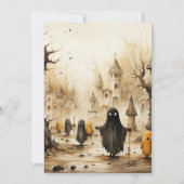 Rustic Village Ghosts Bats Halloween Party Kaart (Achterkant)