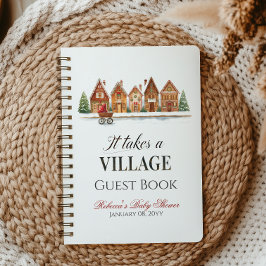 Rustic Village House Winter Baby shower Gastboek Notitieboek