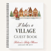 Rustic Village House Winter Baby shower Gastboek Notitieboek (Voorkant)