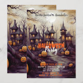 Rustic Village Volle Maan Pompoenen Halloween Part Kaart (Voorkant / Achterkant)