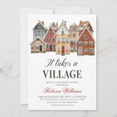 Rustic Village Winter Christmas Baby Shower Kaart (Voorkant)