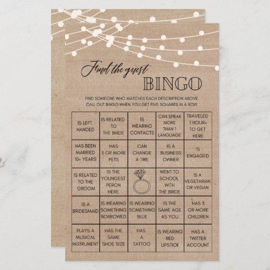 Rustic vind het spel van het vrijgezellenfeest van (Voorkant / Achterkant)