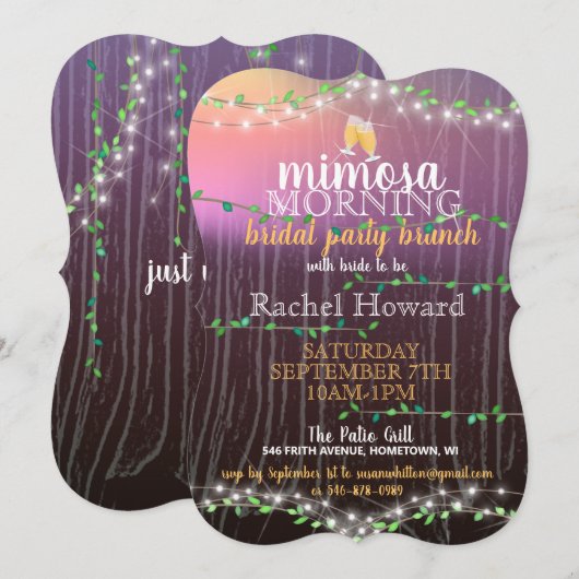 Rustic Vine & Lights Bruidsbrunch Kaart (Voorkant / Achterkant)