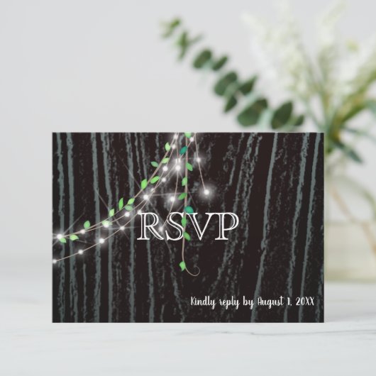 Rustic Vine & Lights RSVP-kaart Kaart (Staand voorkant)
