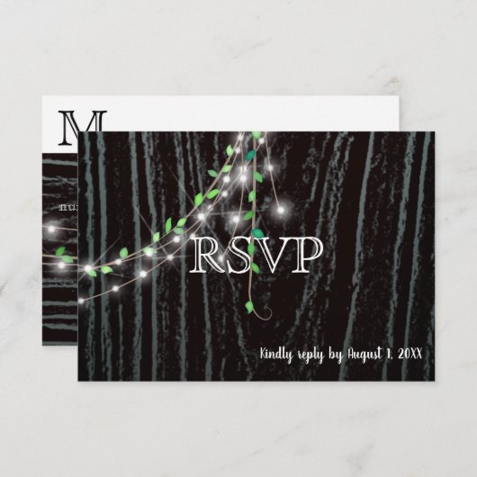 Rustic Vine & Lights RSVP-kaart Kaart (Voorkant / Achterkant)