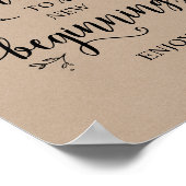 Rustic Vines Kraft. Zwarte, Wedding Party dessert Poster (Hoek)