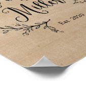 Rustic Vines Mr. en Mrs Miller ondertekenen. Poster (Hoek)