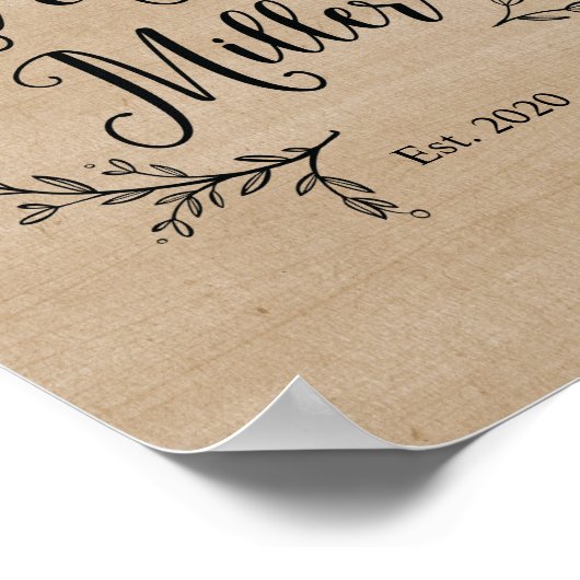 Rustic Vines Mr. en Mrs Miller ondertekenen. Poster (Hoek)