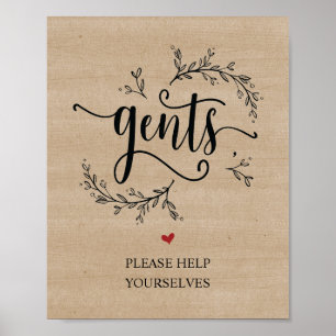 Rustic Vines Weddenbadkamer - bordje met tenten Poster