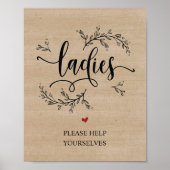 Rustic Vines Weddenbadkamer - dames ondertekenen Poster (Voorkant)