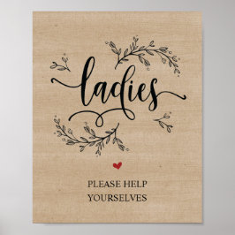 Rustic Vines Weddenbadkamer - dames ondertekenen Poster