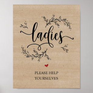 Rustic Vines Weddenbadkamer - dames ondertekenen Poster
