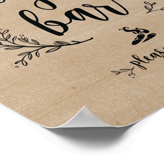 Rustic Vines Wedding Cigar Bar-teken Poster (Hoek)