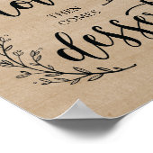 Rustic Vines Wedding Dessert Sign Poster (Hoek)