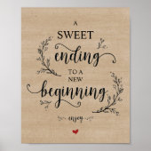 Rustic Vines Wedding Dessert-teken Poster (Voorkant)