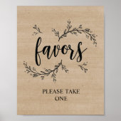 Rustic Vines Wedding Favors-teken Poster (Voorkant)