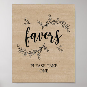 Rustic Vines Wedding Favors-teken Poster