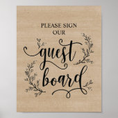 Rustic Vines Wedding Guest board Poster (Voorkant)