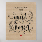 Rustic Vines Wedding Guest board Poster (Voorkant)