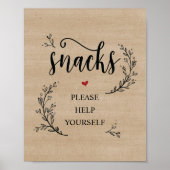 Rustic Vines Wedding Snacks-bord Poster (Voorkant)