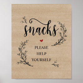 Rustic Vines Wedding Snacks-bord Poster