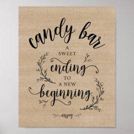 Rustic Vines Wedding Snoep Bar-teken Poster