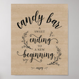 Rustic Vines Wedding Snoep Bar-teken Poster