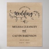 Rustic Vines Wedding Welcome Sign Poster (Voorkant)