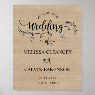 Rustic Vines Wedding Welcome Sign Poster