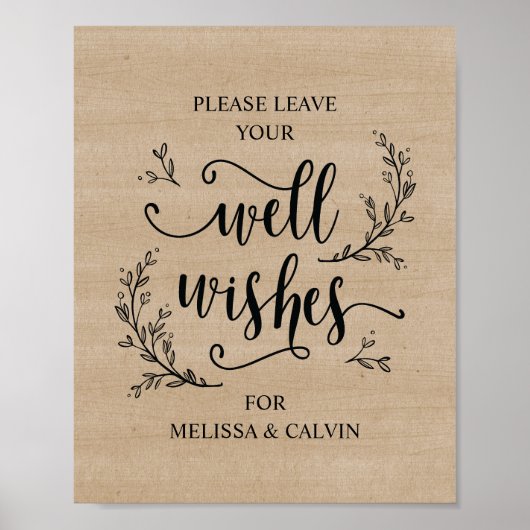 Rustic Vines Wedding Well Wish poster (Voorkant)