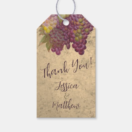 Rustic Vineyard Couples “Thank You" Favor  Cadeaulabel (Voorkant)