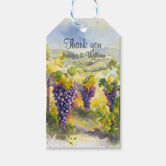 Rustic Vineyard Grapes Lemons Italy Wedding Cadeaulabel (Voorkant)