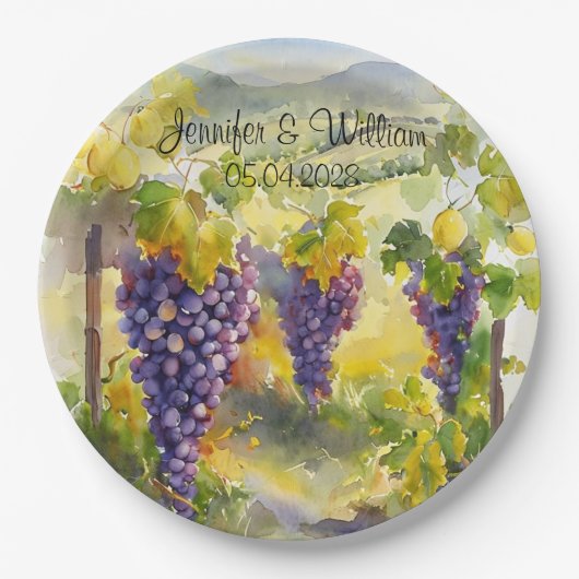 Rustic Vineyard Grapes Lemons Italy Wedding   Papieren Bordje (Voorkant)
