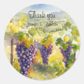 Rustic Vineyard Grapes Lemons Italy Wedding   Ronde Sticker (Voorkant)