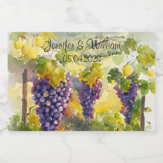 Rustic Vineyard Grapes Lemons Italy Wedding   Sparkling Wijnetiket (Enkel label)