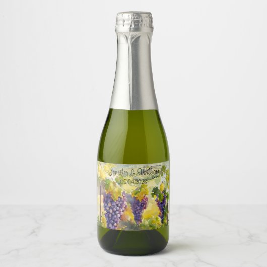 Rustic Vineyard Grapes Lemons Italy Wedding   Sparkling Wijnetiket (Voorkant)