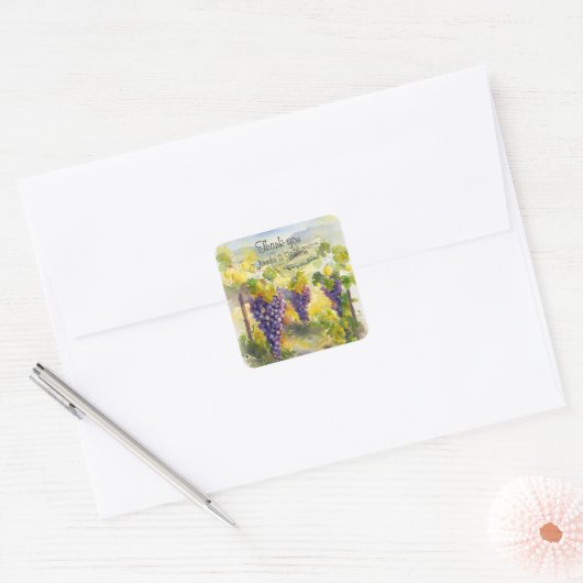 Rustic Vineyard Grapes Lemons Italy Wedding   Vierkante Sticker (Envelop)