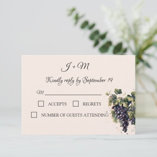 Rustic Vineyard Waterverf Druiven RSVP (Staand voorkant)