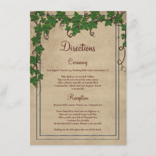 Rustic Vineyard Wedding Ceremony Directions Informatiekaartje
