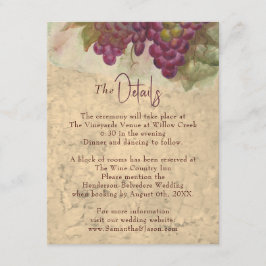 Rustic Vineyard Wedding Details Enclosure Card Informatiekaartje