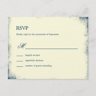 Rustic Vineyard Wedding RSVP Card - marine