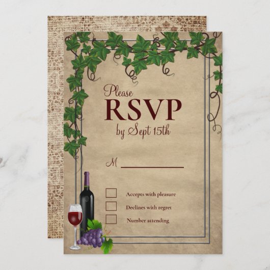 Rustic Vineyard Wedding RSVP Kaart (Voorkant / Achterkant)
