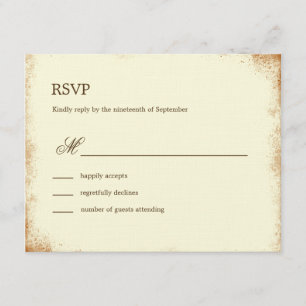 Rustic Vineyard Wedding RSVP-kaart - bruin RSVP Kaartje