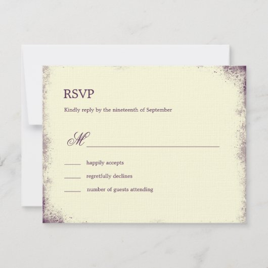 Rustic Vineyard Wedding RSVP-kaart - Paars RSVP Kaartje (Voorkant)