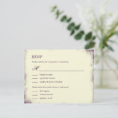 Rustic Vineyard Wedding RSVP met menu - Paars (Staand voorkant)