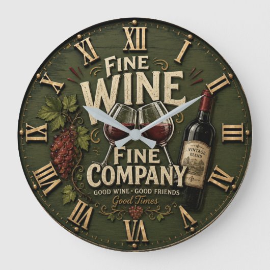 Rustic Vineyard Wine Lover Grote Klok (Voorkant)
