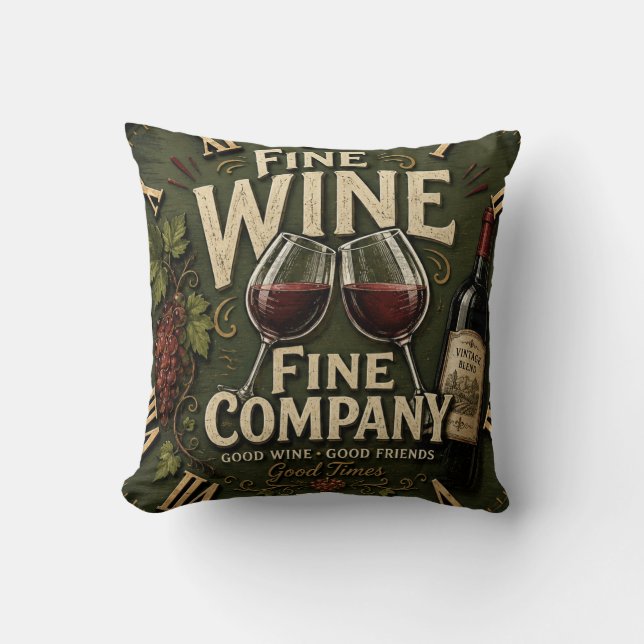 Rustic Vineyard Wine Lover Kussen (Voorkant)